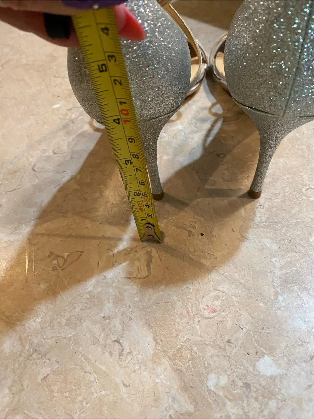 Ivanka Trump Metallic Silver Glitter Strappy Heels
